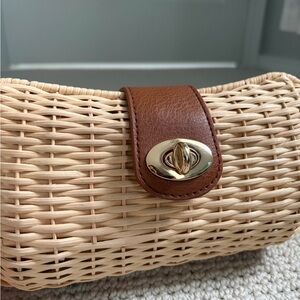 Brown and Tan Woven Clutch